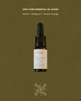 Load image into Gallery viewer, bottle of queen of the skies essential oil blend by Cerita on green background with fragrance notes text
