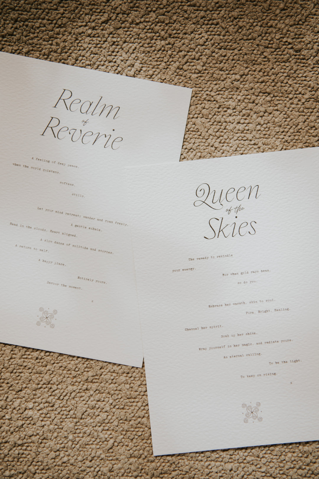 minimal typography paper art prints on neutral textured background