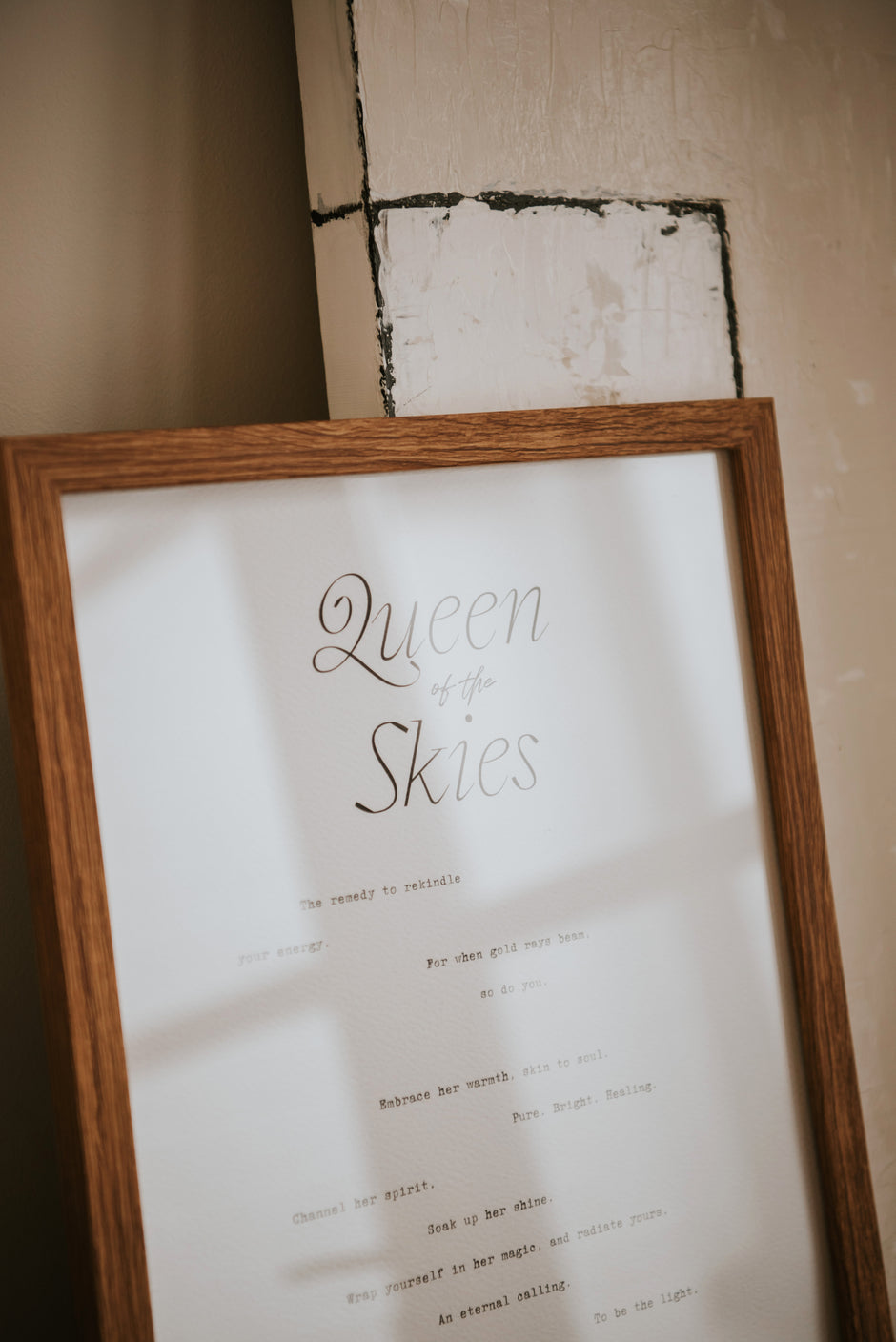 a3 minimal typography paper art print in wooden frame